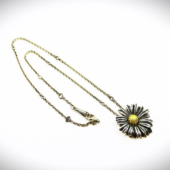 LAGOS HTF Daisy Collection Sterling Silver 750K Yellow Gold Pendant Necklace - Picture 3 of 10